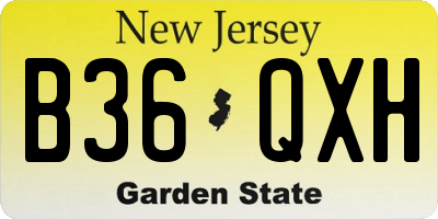 NJ license plate B36QXH