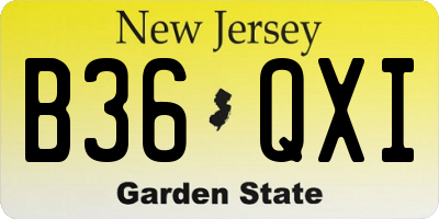 NJ license plate B36QXI