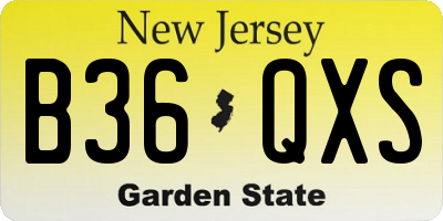 NJ license plate B36QXS