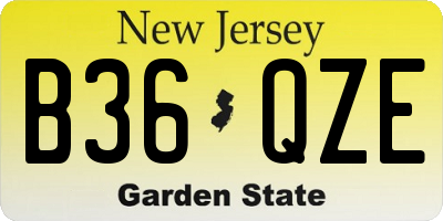 NJ license plate B36QZE