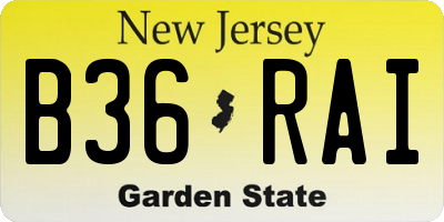 NJ license plate B36RAI