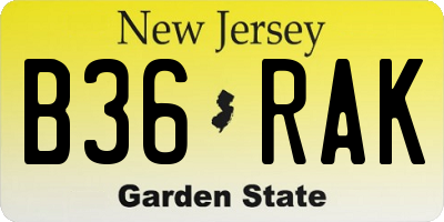 NJ license plate B36RAK