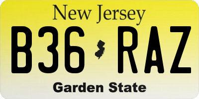 NJ license plate B36RAZ