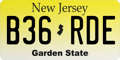 NJ license plate B36RDE
