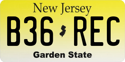 NJ license plate B36REC