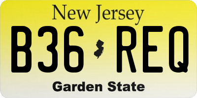NJ license plate B36REQ