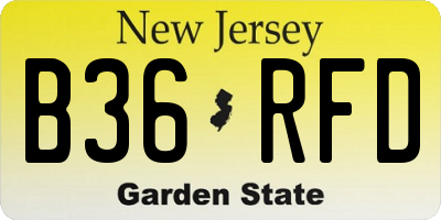 NJ license plate B36RFD