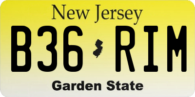 NJ license plate B36RIM