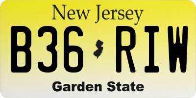 NJ license plate B36RIW