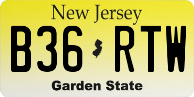NJ license plate B36RTW