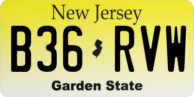 NJ license plate B36RVW
