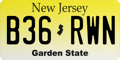 NJ license plate B36RWN