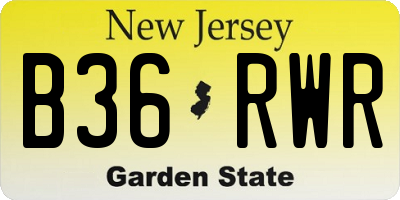 NJ license plate B36RWR