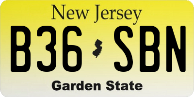 NJ license plate B36SBN