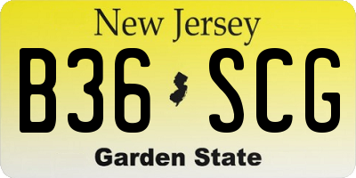 NJ license plate B36SCG