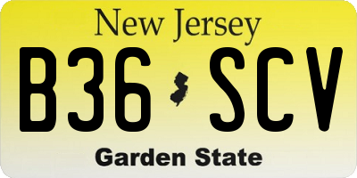 NJ license plate B36SCV