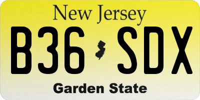 NJ license plate B36SDX