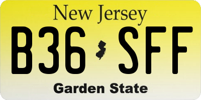 NJ license plate B36SFF