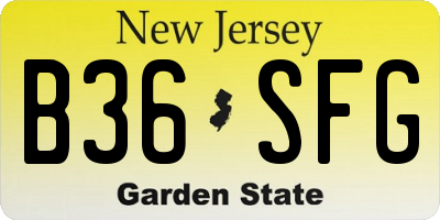 NJ license plate B36SFG
