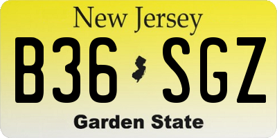 NJ license plate B36SGZ