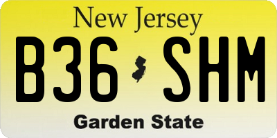 NJ license plate B36SHM