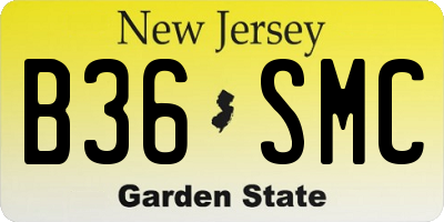 NJ license plate B36SMC