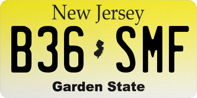 NJ license plate B36SMF