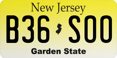 NJ license plate B36SOO