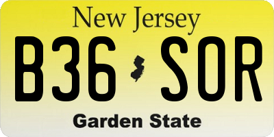 NJ license plate B36SOR
