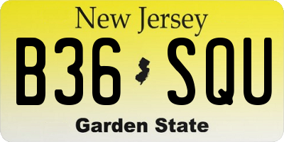 NJ license plate B36SQU