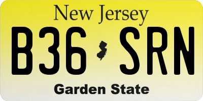 NJ license plate B36SRN