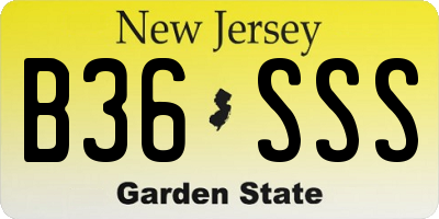 NJ license plate B36SSS
