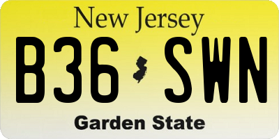 NJ license plate B36SWN