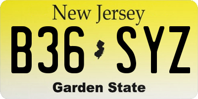 NJ license plate B36SYZ
