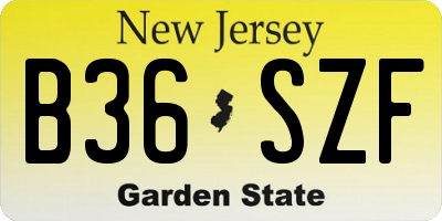 NJ license plate B36SZF