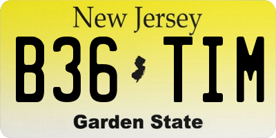NJ license plate B36TIM
