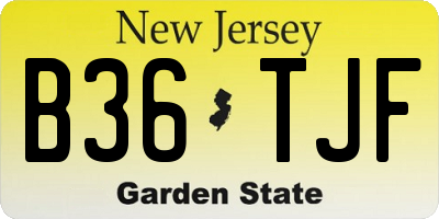 NJ license plate B36TJF