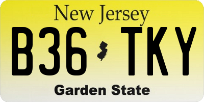 NJ license plate B36TKY
