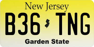 NJ license plate B36TNG