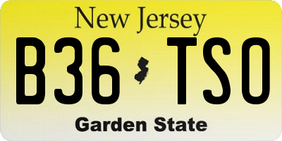 NJ license plate B36TSO