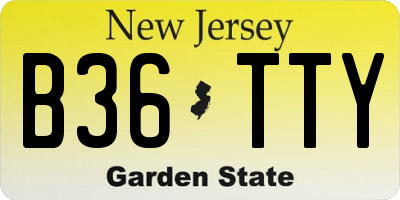 NJ license plate B36TTY