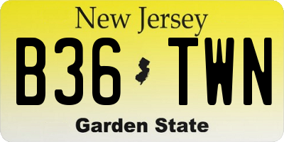 NJ license plate B36TWN