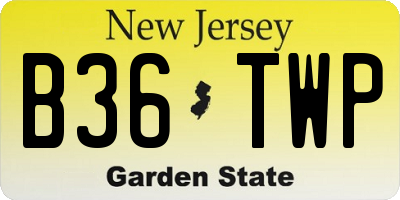 NJ license plate B36TWP
