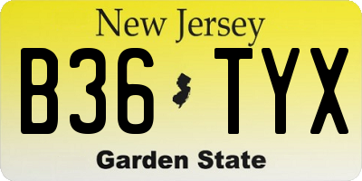 NJ license plate B36TYX