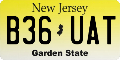 NJ license plate B36UAT