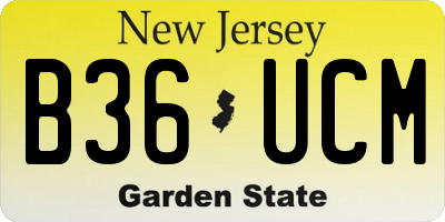 NJ license plate B36UCM
