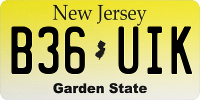 NJ license plate B36UIK