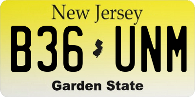 NJ license plate B36UNM