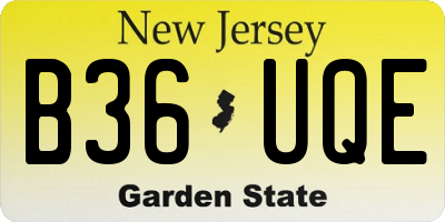 NJ license plate B36UQE