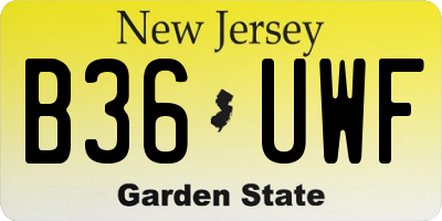 NJ license plate B36UWF